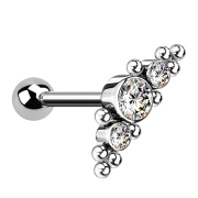 Micro threadless barbell in silver with ball and center...