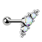 Micro Threadless Barbell argento con sfera e al centro...