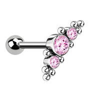 Micro Threadless Barbell argento con sfera e al centro...