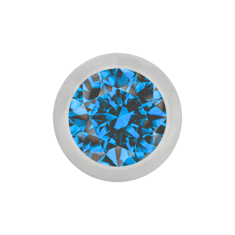 Boule argentée avec cristal bleu clair