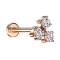 Micro Labret Innengewinde rosegold drei Kristalle silber