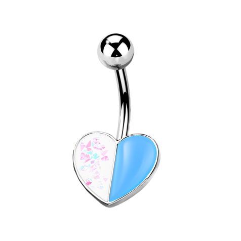 Banana silver heart opal glitter and enamel blue