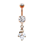 Banana rose gold with two balls crystal silver pendant...
