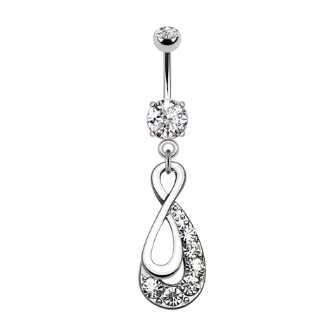 Banana silver with two balls crystal silver pendant infinity drop