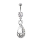 Banana silver with two balls crystal silver pendant infinity drop