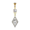 Banana 14k gold-plated with two spheres crystal silver pendant long crystal