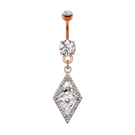 Banane or rose avec deux boules cristal argent pendentif long cristal