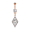 Banane or rose avec deux boules cristal argent pendentif long cristal