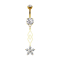Banana 14k gold-plated with two balls crystal silver pendant two diamonds crystal flower