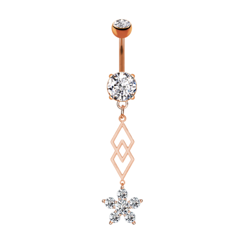 Banana rose gold with two balls crystal silver pendant two diamonds crystal flower
