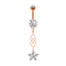 Banana rose gold with two balls crystal silver pendant two diamonds crystal flower
