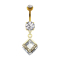 Banana 14k gold-plated with two balls crystal silver pendant two diamonds and crystals