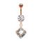 Banana rose gold with two balls crystal silver pendant two diamonds and crystals