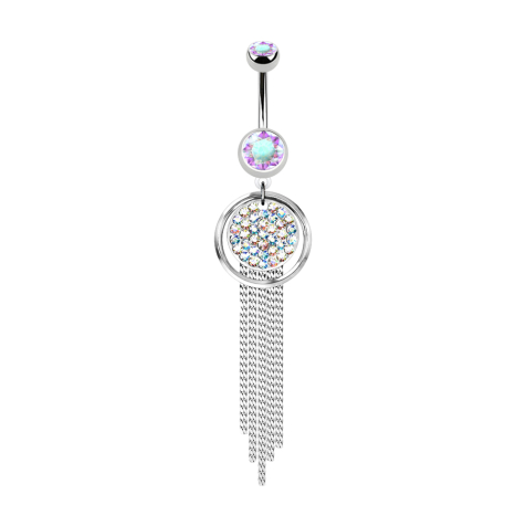 Banana silver with two balls crystal multicolor pendant chandelier glitter thread