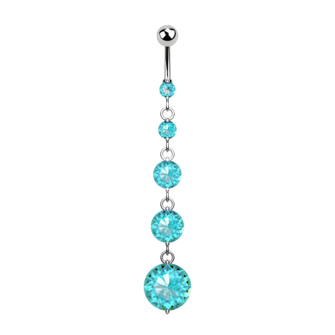 Banana in argento con ciondolo a sfera e cristallo aqua quattro cristalli rotondi