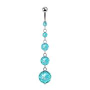 Banane argentée avec boule et cristal aqua...