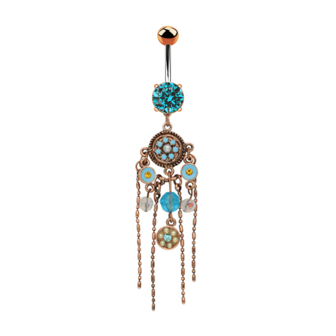 Banane rosegold mit Kugel und Kugel Kristall aqua Anhänger Vintage Kronleuchter Opalite