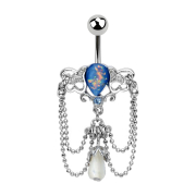 Banana silver with ball and opal blue pendant vintage...