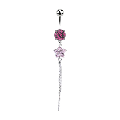 Banana silver with ball and ball crystal pink pendant crystal flower glitter thread