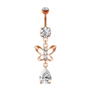 Banane or rose avec deux boules de cristal pendentif...