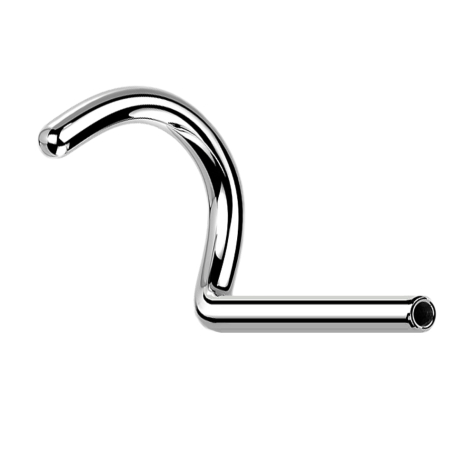 Threadless nose stud bar, curved, silver