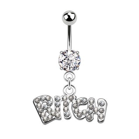 Banane argentée avec boule et cristal boule argenté Pendentif Bitch