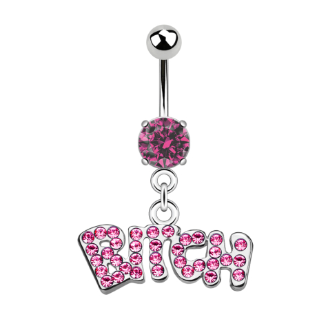 Banane argentée avec boule et cristal boule rose Pendentif Bitch