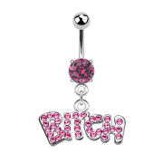 Banane argentée avec boule et cristal boule rose...