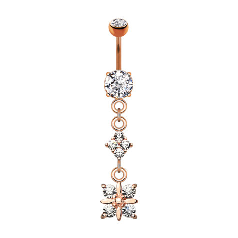 Banane or rose avec deux boules cristal argent pendentif diamant quatre cristaux