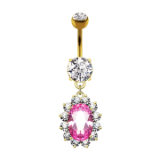 Banane dorée 14k avec deux boules de cristal...