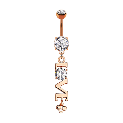 Banana rose gold with two balls crystal silver pendant Love