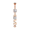 Banana rose gold with two balls crystal silver pendant Love