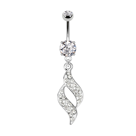 Banane argentée avec deux boules cristal argenté pendentif tourbillon