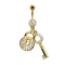Banane 14k vergoldet mit Kugel und Kugel Kristall silber Anhänger Schloss und Schlüssel