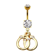 Banane 14k doré avec deux boules cristal argent...