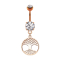 Banane rosegold mit zwei Kugeln Kristall silber Anhänger rund Lebensbaum