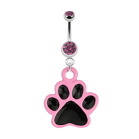 Banane silber mit zwei Kugeln Kristall pink Anhänger Pfote