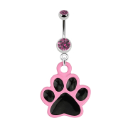 Banana in argento con due sfere di cristallo rosa...