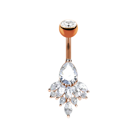 Banane rosegold mit Kugel Kristall silber Tropfen und Federn