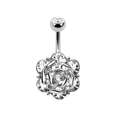 Banana silver with ball crystal silver flower with six crystals