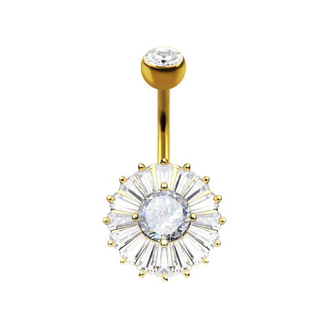 Banana 14k gold with ball crystal silver round crystal with princess crystals