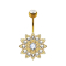 Banana 14k gold-plated with ball crystal silver Flower silver with small crystals