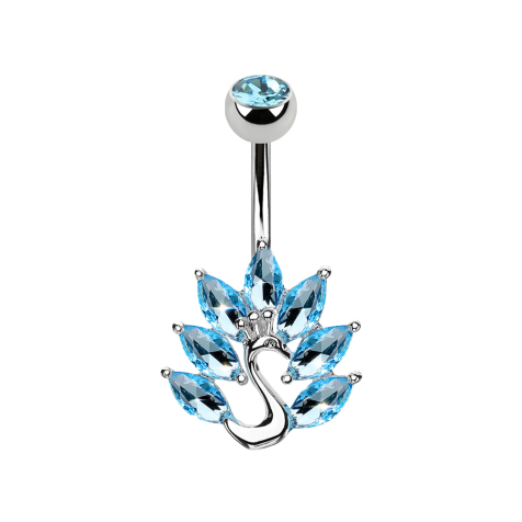 Banana in argento con pavone in cristallo a sfera