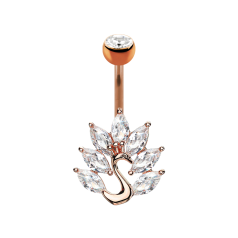 Banana rose gold with ball crystal silver peacock