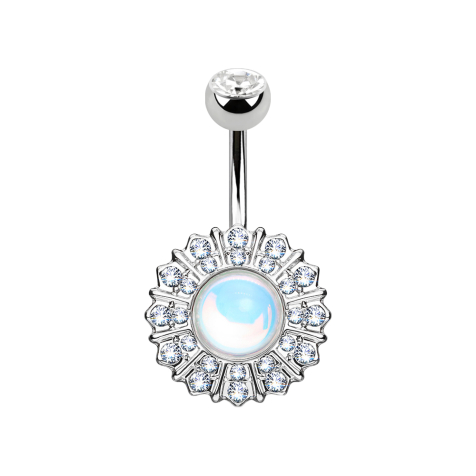 Banana silver with ball crystal silver flower reflective