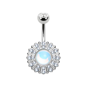 Banana argento con sfera di cristallo argento fiore...