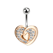 Banane rosegold mit Kugel silber Kristallherz mit Herz