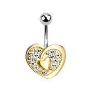 Banane vergoldet mit Kugel silber Kristallherz mit Herz