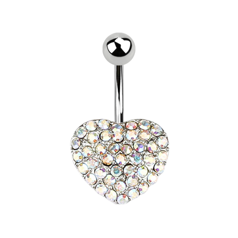 Banana argento con cuore in cristallo a sfera multicolore