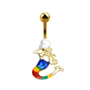 Gold-plated banana with mermaid ball